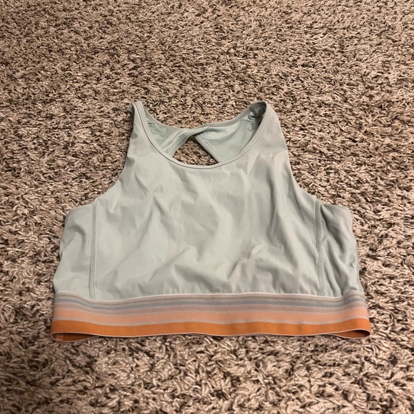 Popflex Mint Striped Keyhole Back Sports Bra - Picture 1 of 3